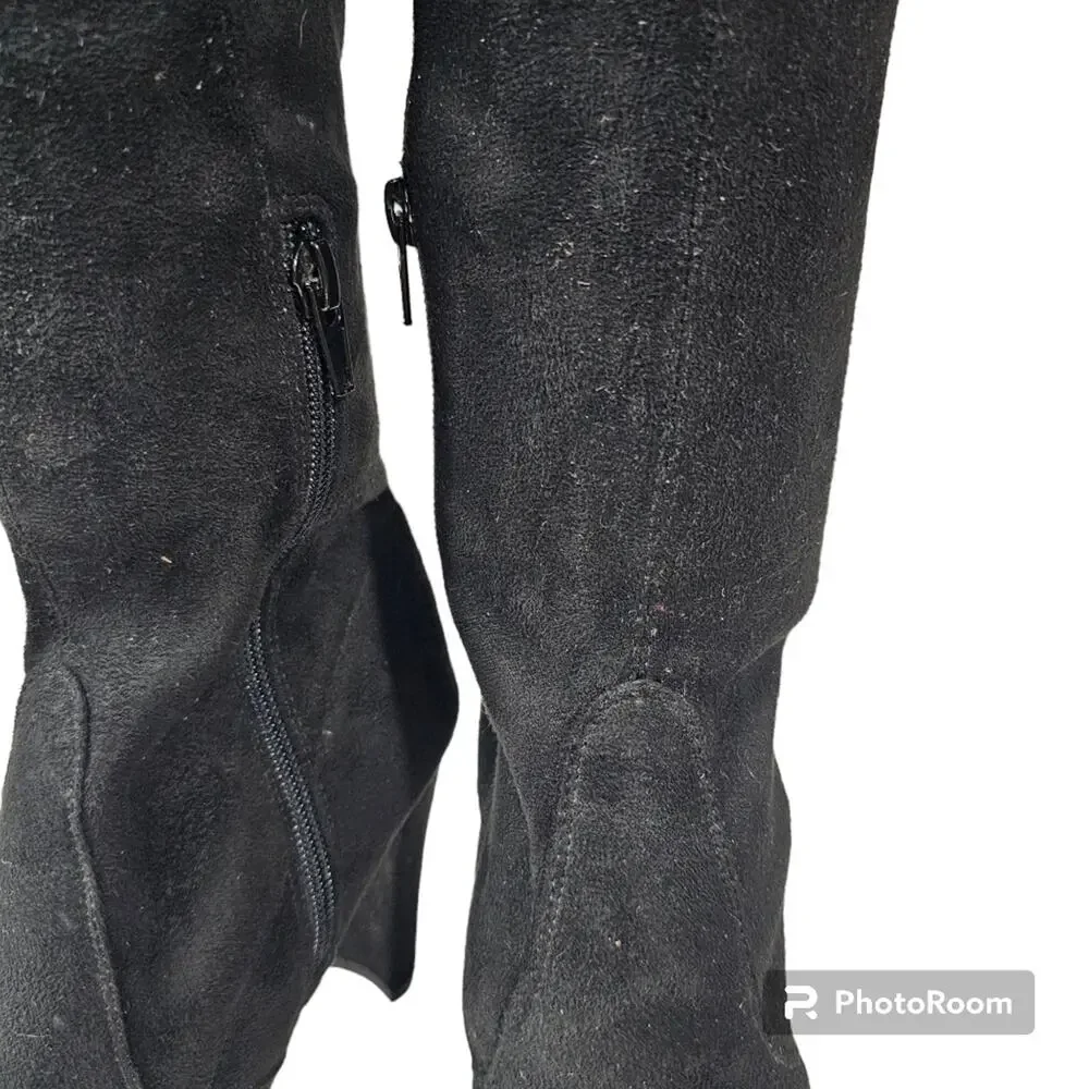 Charlotte Russe Thigh High Over the Knee Black Suede Boots Women's Size 7